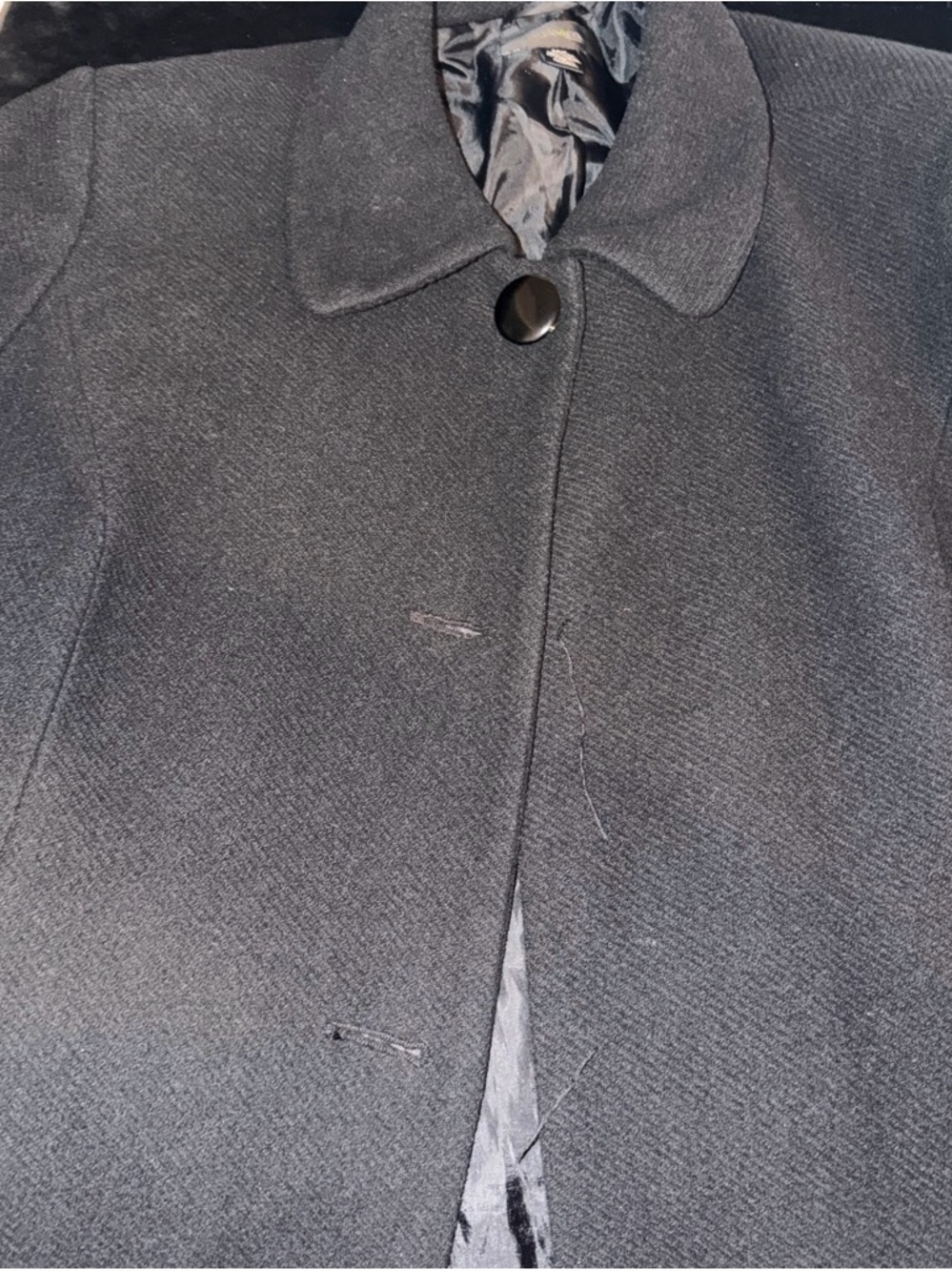 Style & Co. Black Wool-Blend Pea Coat with Single Button